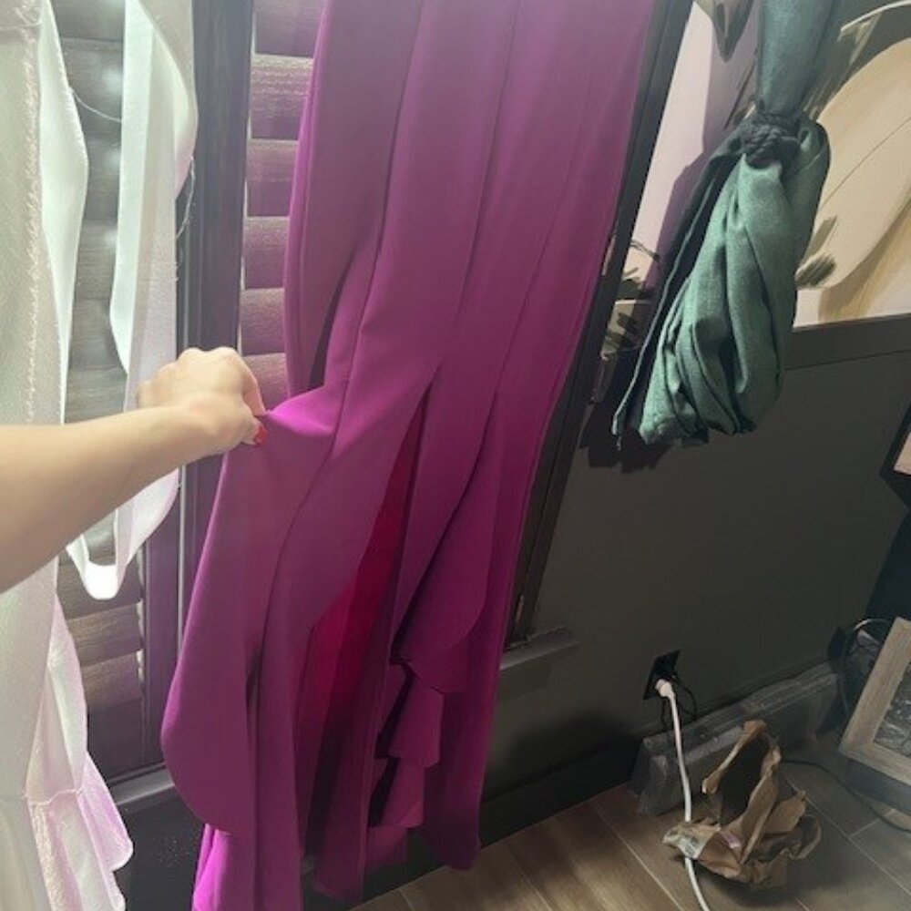 Fuchsia Gown front slit- ruffle- maxigown